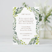 Fern Eucalyptus Hand-Drawn Greenery Wedding Informatiekaartje (Staand voorkant)