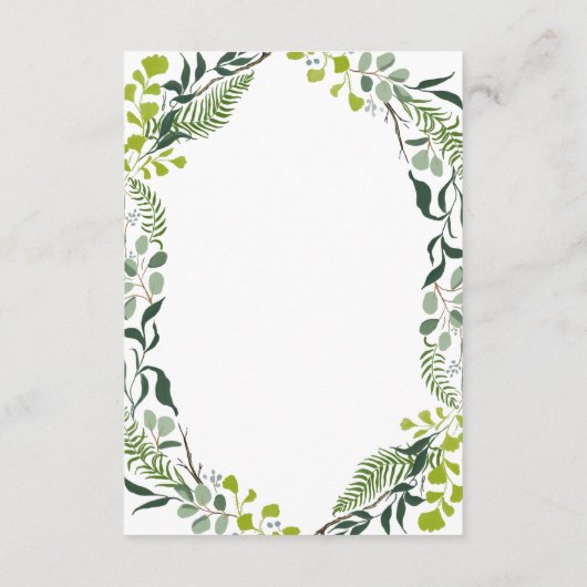 Fern Eucalyptus Hand-Drawn Greenery Wedding Informatiekaartje (Achterkant)