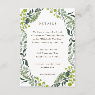 Fern Eucalyptus Hand-Drawn Greenery Wedding Informatiekaartje