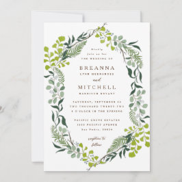 Fern Eucalyptus Hand-Drawn Greenery Wedding Kaart