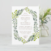 Fern Eucalyptus Hand-Drawn Greenery Wedding Kaart (Staand voorkant)