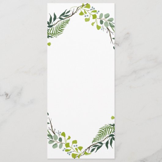 Fern Eucalyptus Hand-Drawn Greenery Wedding Menu (Achterkant)