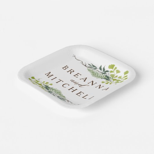 Fern Eucalyptus Hand-Drawn Greenery Wedding Papieren Bordje (Gebogen)