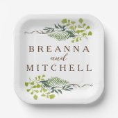 Fern Eucalyptus Hand-Drawn Greenery Wedding Papieren Bordje (Voorkant)