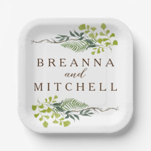 Fern Eucalyptus Hand-Drawn Greenery Wedding Papieren Bordje