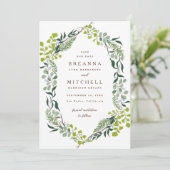 Fern Eucalyptus Hand-Drawn Greenery Wedding Save The Date (Staand voorkant)