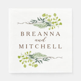 Fern Eucalyptus Hand-Drawn Greenery Wedding Servet