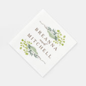 Fern Eucalyptus Hand-Drawn Greenery Wedding Servet (Hoek)