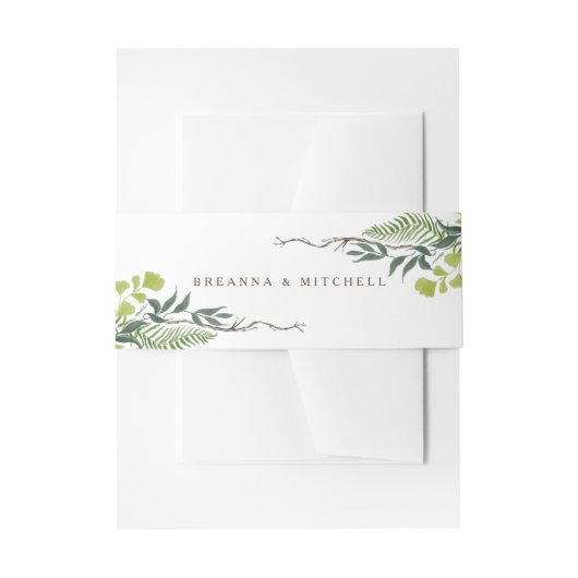 Fern Eucalyptus Hand-Drawn Greenery Wedding Uitnodigingen Wikkel (Voorkant Voorbeeld)