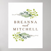 Fern Eucalyptus handgetekende groen witte bruiloft Poster (Voorkant)