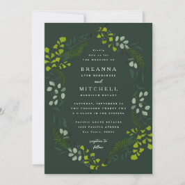 Fern Eucalyptus handgetekende groene bruiloft Kaart