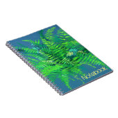 Fern, floral, aanpasbaar, groen, blauw en groen notitieboek (Rechterzijde)