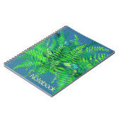 Fern, floral, aanpasbaar, groen, blauw en groen notitieboek (Linkerzijde)