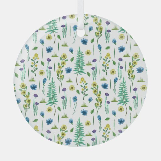 Fern Flowers Naadloze Natuur Patroon Glas Ornament (Voorkant)