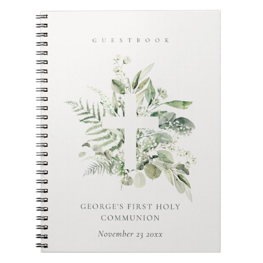 Fern Foliage Cross First Heilige Communistische Gu Notitieboek (Voorkant)