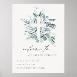 Fern Foliage Cross First Poster