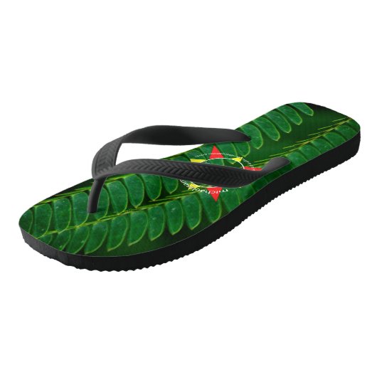 Fern Foliage met Art van MAS logo. Teenslippers (Schuin)