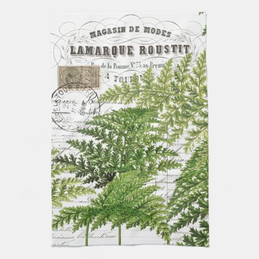 Fern French Script Kitchen Hand Towel Theedoek (Verticaal)