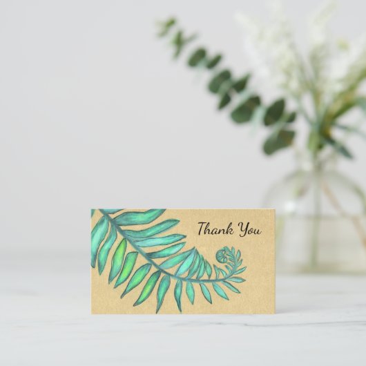 Fern Frond Botanical Ferns Palm Beige Leaf Visitekaartje (Staand voorkant)