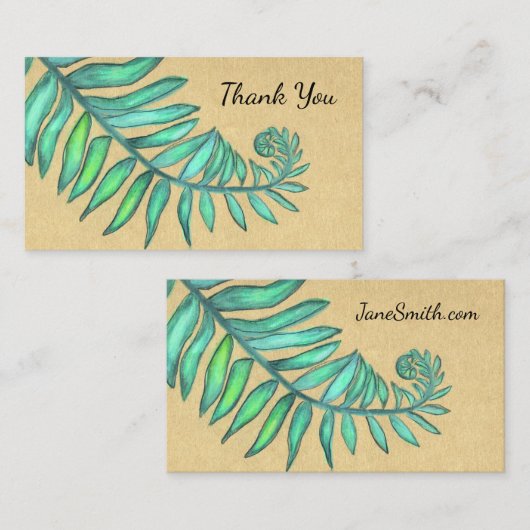 Fern Frond Botanical Ferns Palm Beige Leaf Visitekaartje (Voorkant / Achterkant)