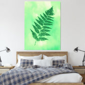 Fern Frond, Green on a Waterverf Background Canvas Afdruk (Insitu (Slaapkamer))