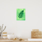 Fern Frond, Groen over een Waterverf Poste Poster (Keuken)