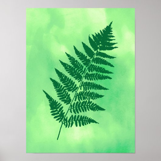 Fern Frond, Groen over een Waterverf Poste Poster (Voorkant)
