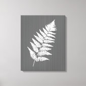 Fern Frond, White on Charcoal Grey / Grey Canvas Afdruk (Voorkant)