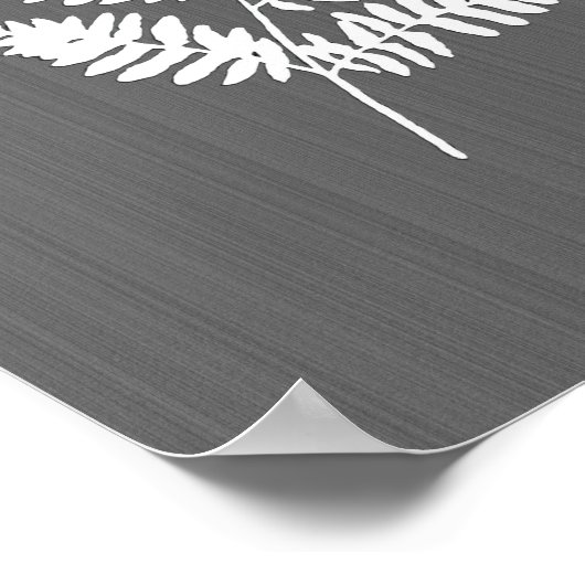 Fern Frond, White on Charcoal Grey / Grey Poster (Hoek)