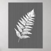 Fern Frond, White on Charcoal Grey / Grey Poster (Voorkant)