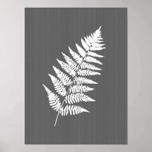 Fern Frond, White on Charcoal Grey / Grey Poster (Voorkant)