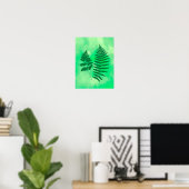 Fern Fronds, Groen op Waterverf achtergrond Poster (Thuiskantoor)