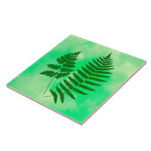 Fern Fronds, Groen op Waterverf achtergrond Tegeltje (Zijkant)
