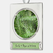 Fern Fronds I Green Natuur Verzilverd Banner Ornament (Links)