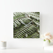Fern Fronds II Donkere groene Natuur Vierkante Klok (Huis)