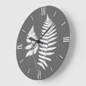 Fern Fronds, White on Charcoal Grey / Grey Grote Klok (Hoek)