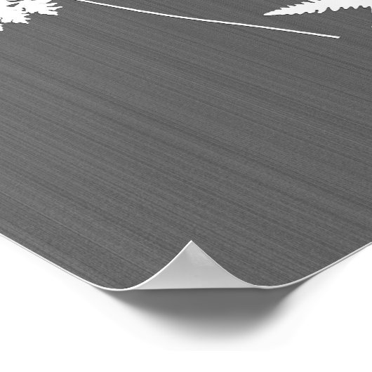 Fern Fronds, White on Charcoal Grey / Grey Poster (Hoek)