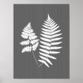 Fern Fronds, White on Charcoal Grey / Grey Poster (Voorkant)