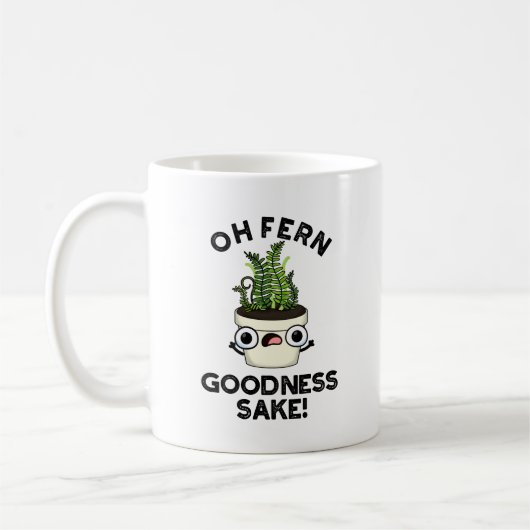 Fern Goodness Sake Funny Plant Pun Koffiemok (Links)
