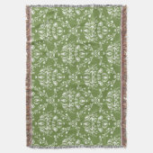 Fern Green en White Damask Deken (Voorkant Verticaal)