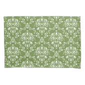 Fern Green en White Damask Kussensloop (Voorkant-Links)