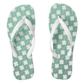 Fern Green White Shamrock Fun Pattern Cute Lucky Teenslippers (Voetbed)
