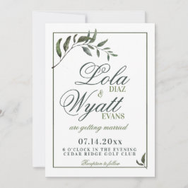 Fern Green Willow Branch Elegant Wedding Kaart