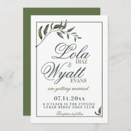Fern Green Willow Branch Elegant Wedding Kaart