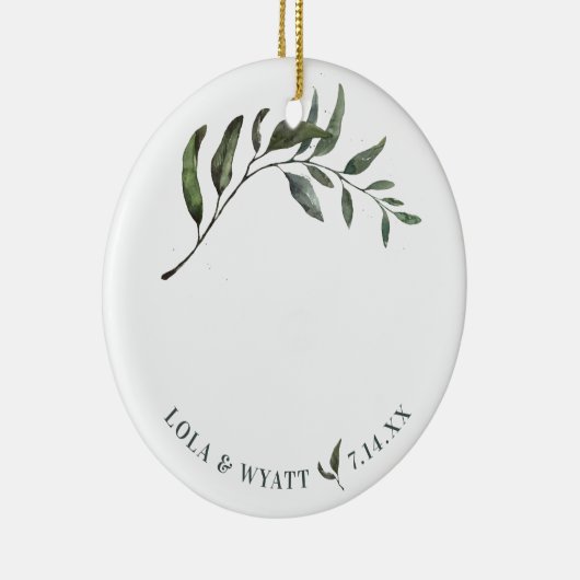 Fern Green Willow Branch Elegant Wedding Keramisch Ornament (Rechts)