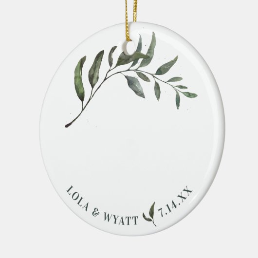 Fern Green Willow Branch Elegant Wedding Keramisch Ornament (Links)