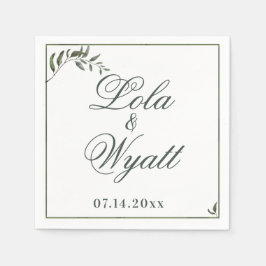 Fern Green Willow Branch Elegant Wedding Servet