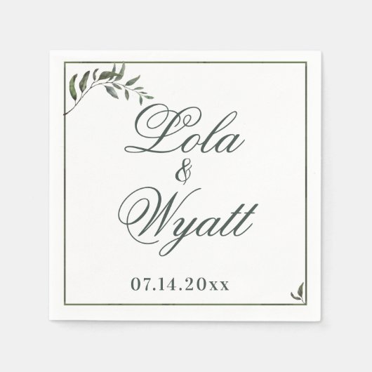 Fern Green Willow Branch Elegant Wedding Servet (Voorkant)