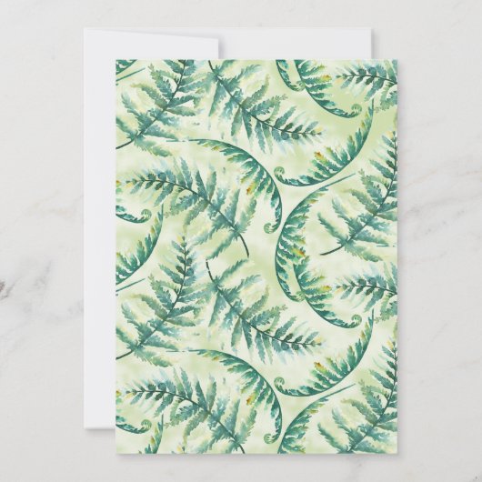 Fern Greenery Waterverf huwelijksuitnodiging Kaart (Achterkant)