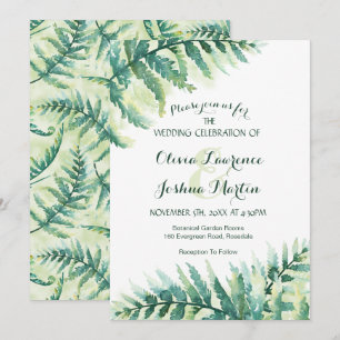 Fern Greenery Waterverf Wedding Invitation Kaart
